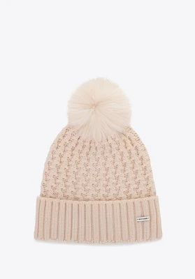 Czapka damska o splocie w drobny wzór beżowa Wittchen