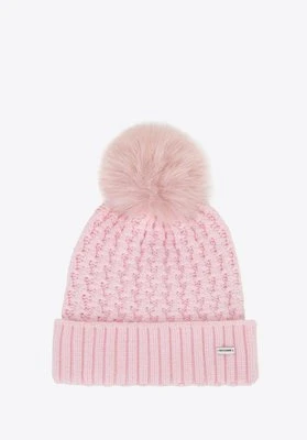 Czapka damska o splocie w drobny wzór jasnoróżowa Wittchen