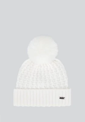 Czapka damska o splocie w drobny wzór złamana biel Wittchen