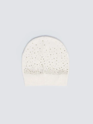 Czapka damska z kryształkami kremowa Cristas 103 BIG STAR
