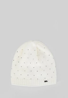 Czapka damska z ozdobnymi cyrkoniami kremowa Wittchen