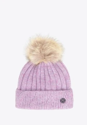 Czapka damska zimowa z pomponem fioletowa Wittchen