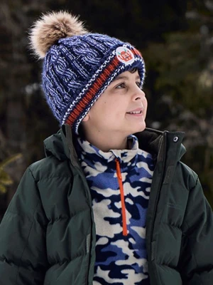 Czapka dziecięca z pomponem i naszywką - Navy Mountain Warehouse