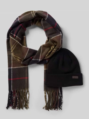 Czapka i szal z mieszanki bawełny w zestawie Barbour