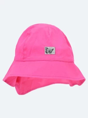 Czapka letnia kapelusz dziewczęcy z ochroną szyi motyl różowy Yoclub