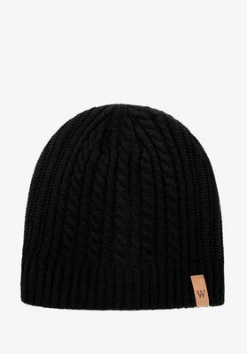 Czapka męska z mieszanki wiskozy, poliestru i nylonu czarna Wittchen