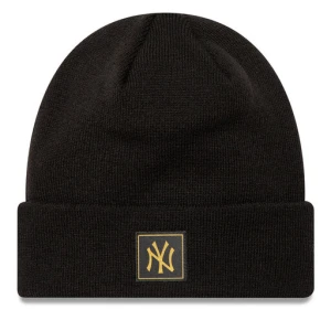 Czapka New Era New York Yankees Metallic Badge Black Cuff Knit Beanie 60424815 Czarny