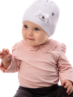 Czapka niemowlęca bawełniana biała w serduszka Marika