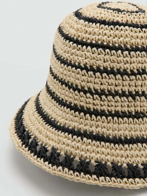 Czapka rybacka w paski czarny - Teen - Rozmiar uniwersalny - MANGO TEEN