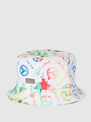 Czapka typu bucket hat z nadrukiem i motywem z logo model ‘PEACE’ carlo colucci