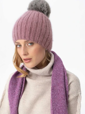 Czapka z angorą i pomponem H-AMO Volcano