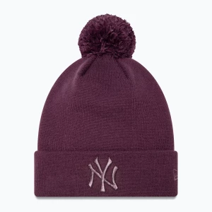 Czapka z daszkiem damska New Era Metallic Bobble Knit Beanie New York Yankees dark purple