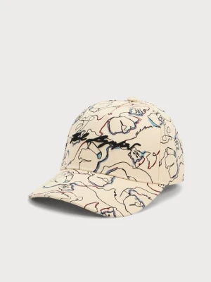 Czapka z daszkiem KARL LAGERFELD mleczny