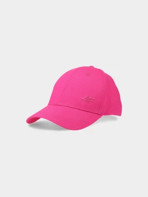 Czapka z daszkiem strapback damska - różowa 4F