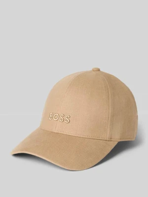Czapka z daszkiem z czystego lnu z wyhaftowanym logo Boss