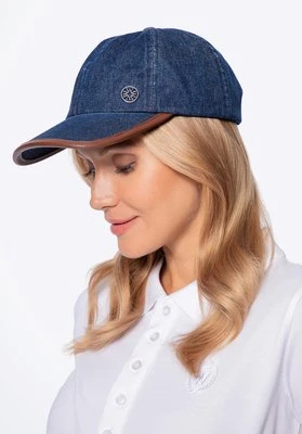 Czapka z daszkiem z domieszką bawełny unisex granatowo - brązowa Wittchen