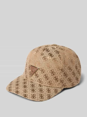 Czapka z daszkiem z nadrukiem z logo na całej powierzchni model 'Katya' Guess Camel