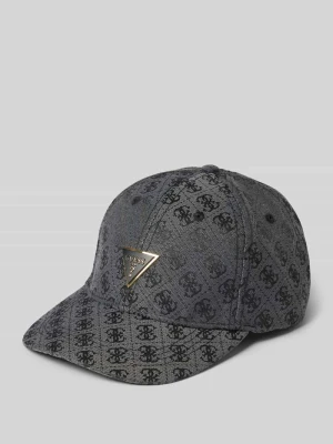Czapka z daszkiem z nadrukiem z logo na całej powierzchni model 'Katya' Guess Czarny