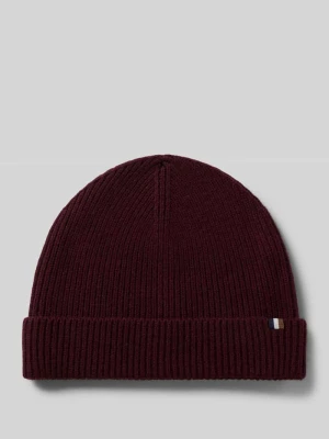 Czapka beanie z dodatkiem żywej wełny Bugatti Bordowy
