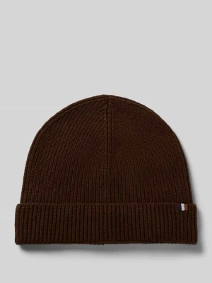 Czapka beanie z dodatkiem żywej wełny Bugatti Czekoladowy