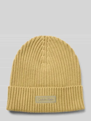 Czapka z dzianiny z dodatkiem kaszmiru i naszywką z logo CK Calvin Klein