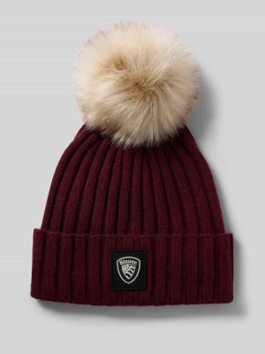 Czapka z dzianiny z pomponem i detalem z logo model ‘LIFE’ Blauer USA