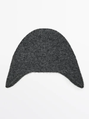 Czapka Z Dzianiny Z Wełną Z Alpaki - Szary - Massimo Dutti - Female