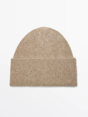 Czapka Z Dzianiny Ze 100% Kaszmiru - Surowy - Massimo Dutti - Female