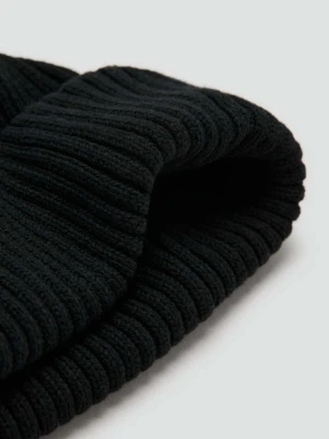 Czapka z prążkowanej dzianiny bawełnianej czarny - Mężczyzna - Rozmiar uniwersalny - MANGO MAN