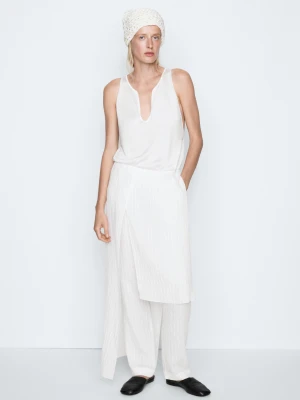 Czapka Z Fakturowanych Taśm - Studio - Biały Złamany - Massimo Dutti - Female