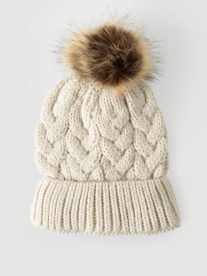 Czapka z warkoczowym splotem z pomponem Top Secret