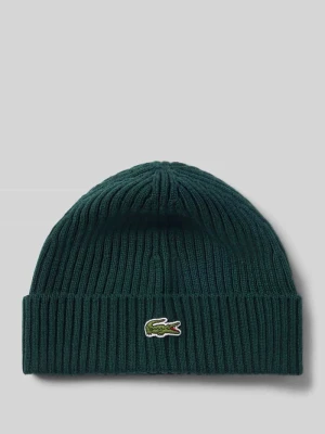 Czapka z wełny z naszywką z logo Lacoste Ciemnozielony