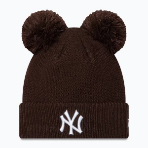 Czapka zimowa damska New Era Double Pom Knit Beanie New York Yankees dark brown