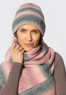 Czapka zimowa damska w stylu ombre różowo - szara Wittchen