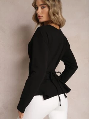 Czarna Bawełniana Bluza z Ozdobnym Wiązaniem Fanarita las garras