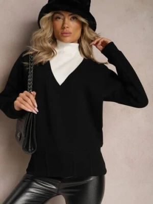 Czarna Bawełniana Bluza z Trójkątnym Dekoltem Hydralia las garras