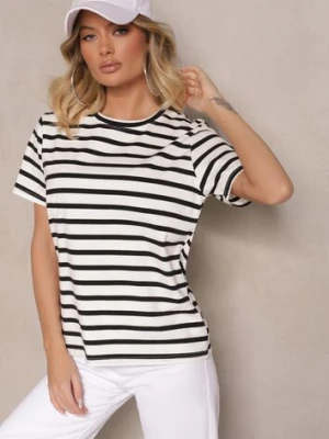 Czarna Bawełniana Bluzka Ozdobiona Paskami Nalendra defox