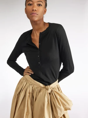 CZARNA BAWEŁNIANA BLUZKA Z GUZIKAMI LIVIANA CONTI