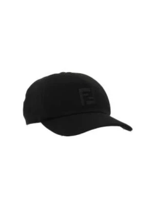 Czarna bawełniana czapka baseballowa z haftem loga FF w tonacji Fendi