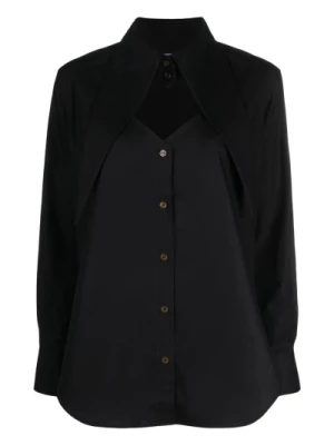 Czarna Bawełniana Klasyczna Koszula z Kołnierzykiem Vivienne Westwood