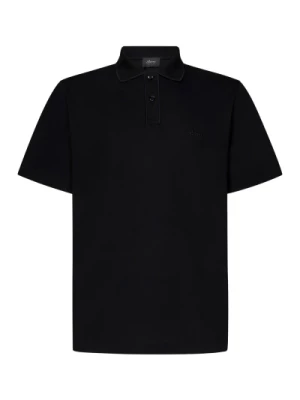 Czarna bawełniana koszulka polo z haftem logo Brioni