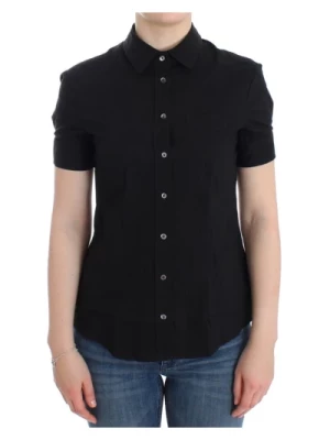 Czarna bawełniana koszulka top John Galliano