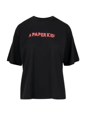 Czarna Bawełniana Koszulka z Logo A Paper Kid