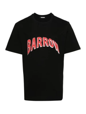 Czarna bawełniana koszulka z nadrukiem logo Barrow