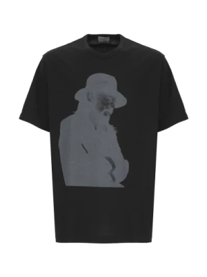 Czarna Bawełniana Koszulka z Nadrukiem Yohji Yamamoto