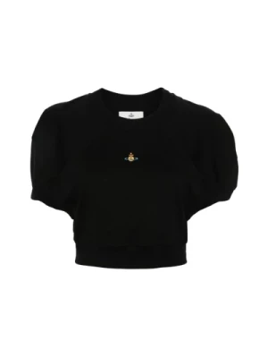 Czarna Bawełniana Koszulka z Okrągłym Dekoltem i Logo Orb Vivienne Westwood