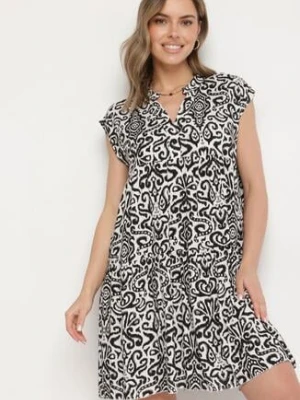 Czarna Bawełniana Sukienka o Rozkloszowanym Kroju Oversize Liravina defox