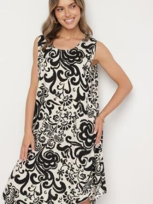 Czarna Bawełniana Sukienka ze Wzorem Paisley Zirelia defox