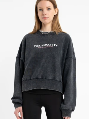 Czarna bluza BOXY bez kaptura z nadrukiem z przodu Reporter