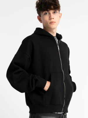 Czarna bluza BOXY z kapturem bez nadruków Reporter